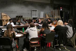 Cast members in Anne Frank rehearsal